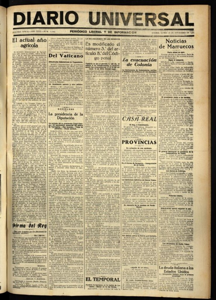 Miniatura de Diario Universal del 16 de noviembre de 1925