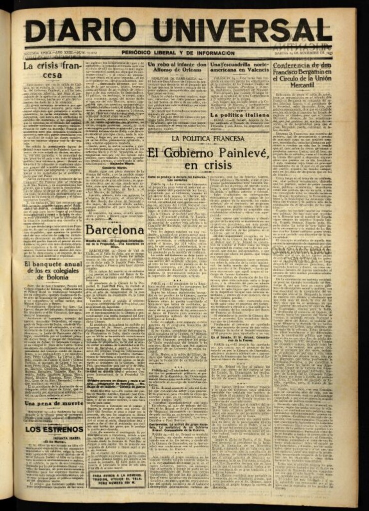 Miniatura de Diario Universal del 24 de noviembre de 1925