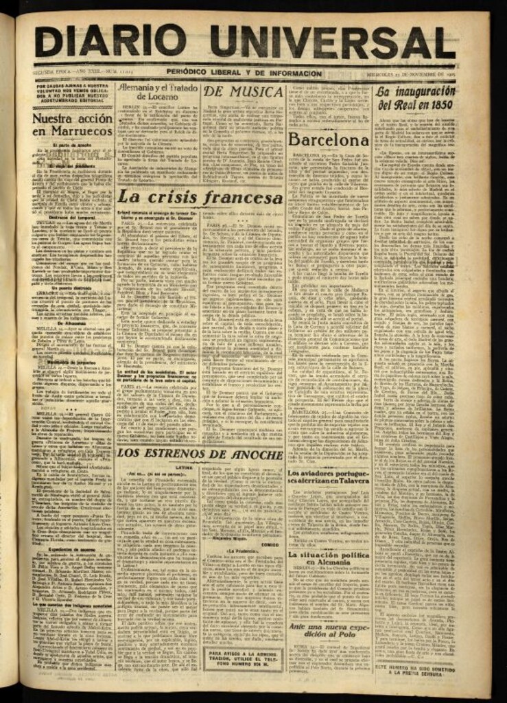 Miniatura de Diario Universal del 25 de noviembre de 1925