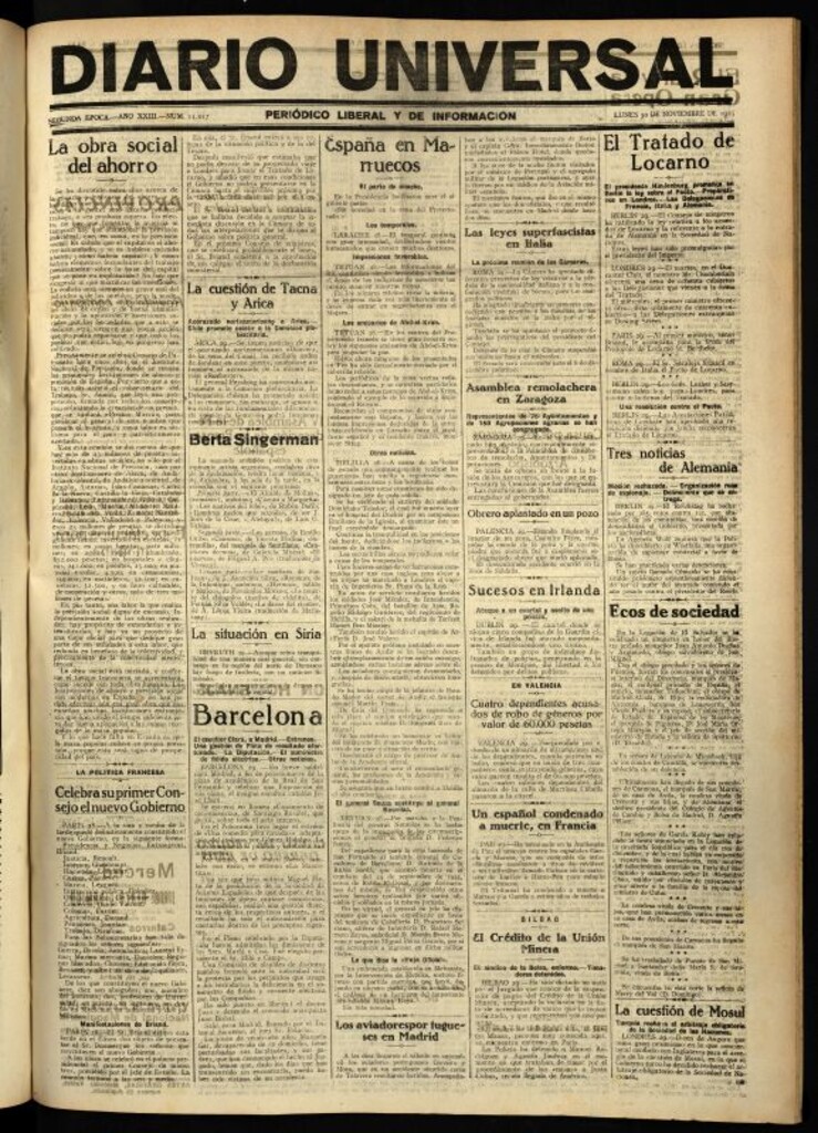 Miniatura de Diario Universal del 30 de noviembre de 1925