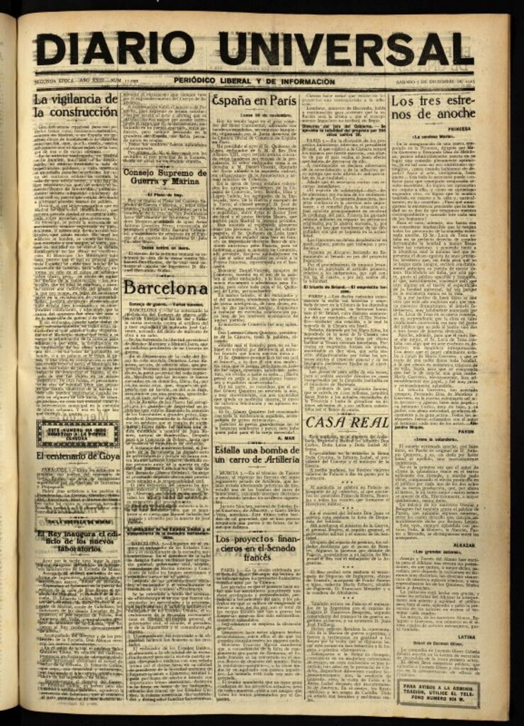 Miniatura de Diario Universal del 5 de diciembre de 1925