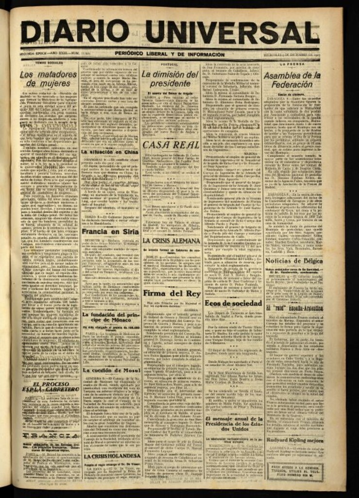 Miniatura de Diario Universal del 9 de diciembre de 1925