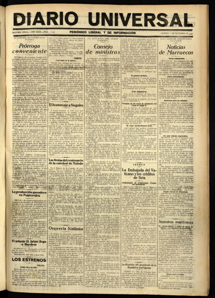 Miniatura de Diario Universal del 11 de diciembre de 1925
