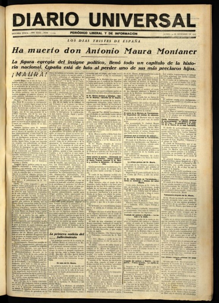 Miniatura de Diario Universal del 14 de diciembre de 1925