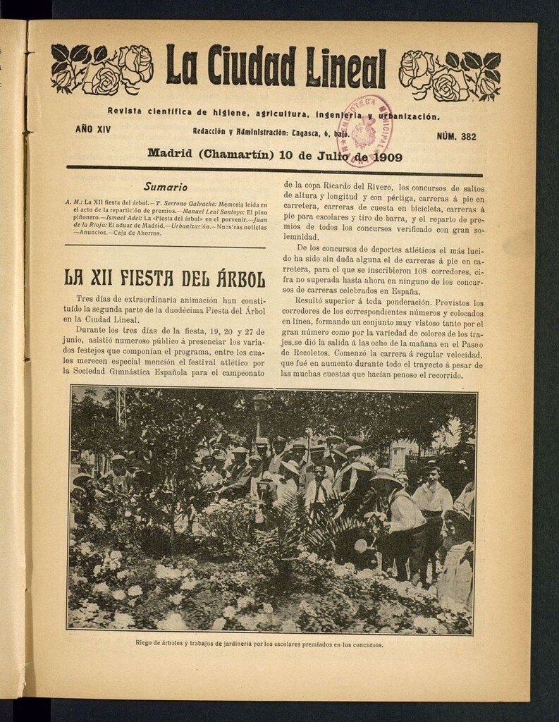 Miniatura de La Ciudad Lineal : órgano oficial de la Compañía Madrileña de Urbanización del 10 de julio de 1909