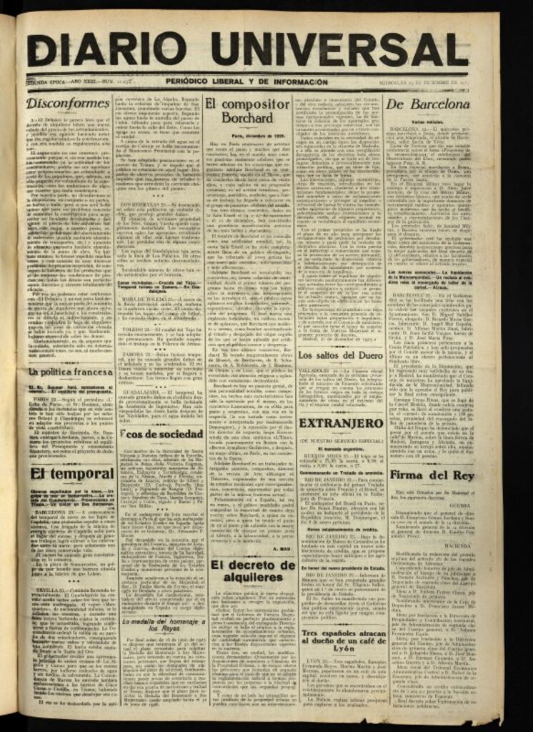 Miniatura de Diario Universal del 23 de diciembre de 1925