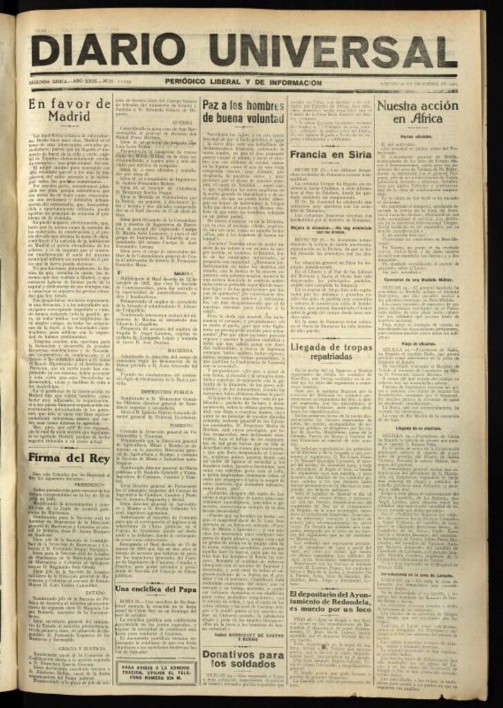 Miniatura de Diario Universal del 26 de diciembre de 1925