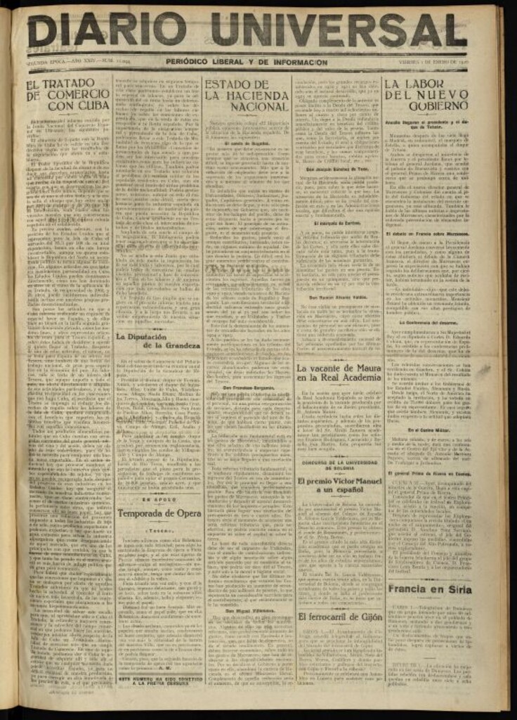 Miniatura de Diario Universal del 1 de enero de 1926