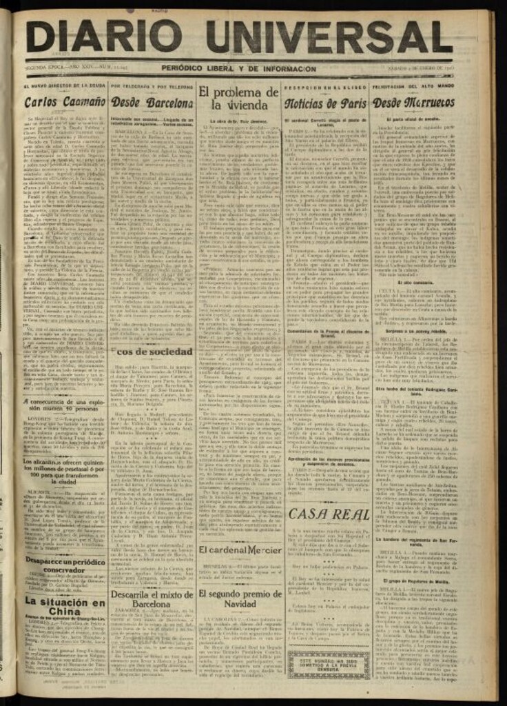 Miniatura de Diario Universal del 2 de enero de 1926