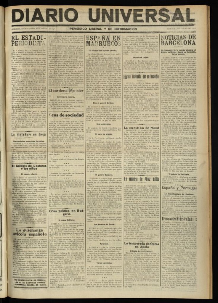Miniatura de Diario Universal del 5 de enero de 1926