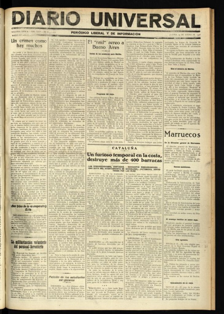 Miniatura de Diario Universal del 14 de enero de 1926
