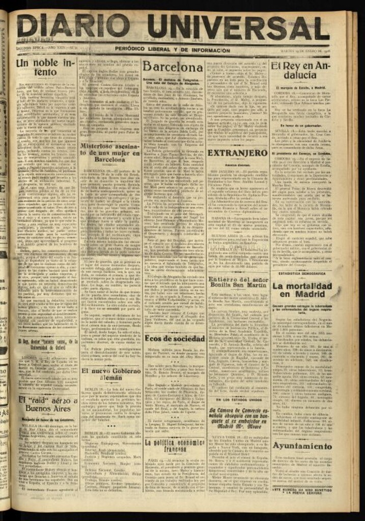 Miniatura de Diario Universal del 19 de enero de 1926