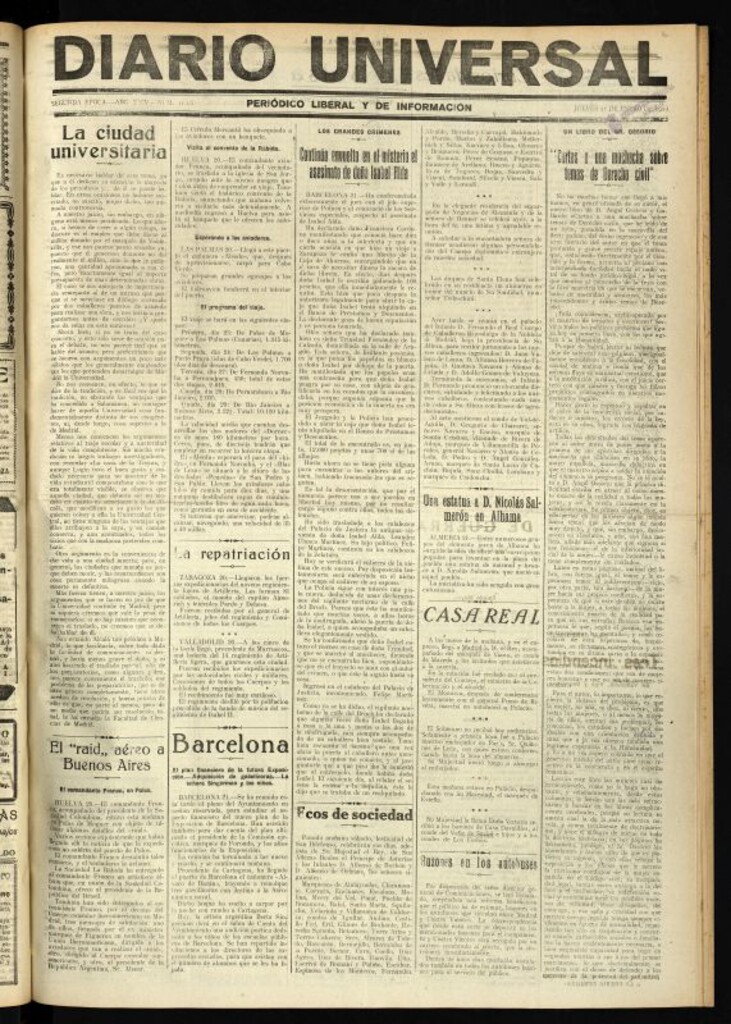 Miniatura de Diario Universal del 21 de enero de 1926