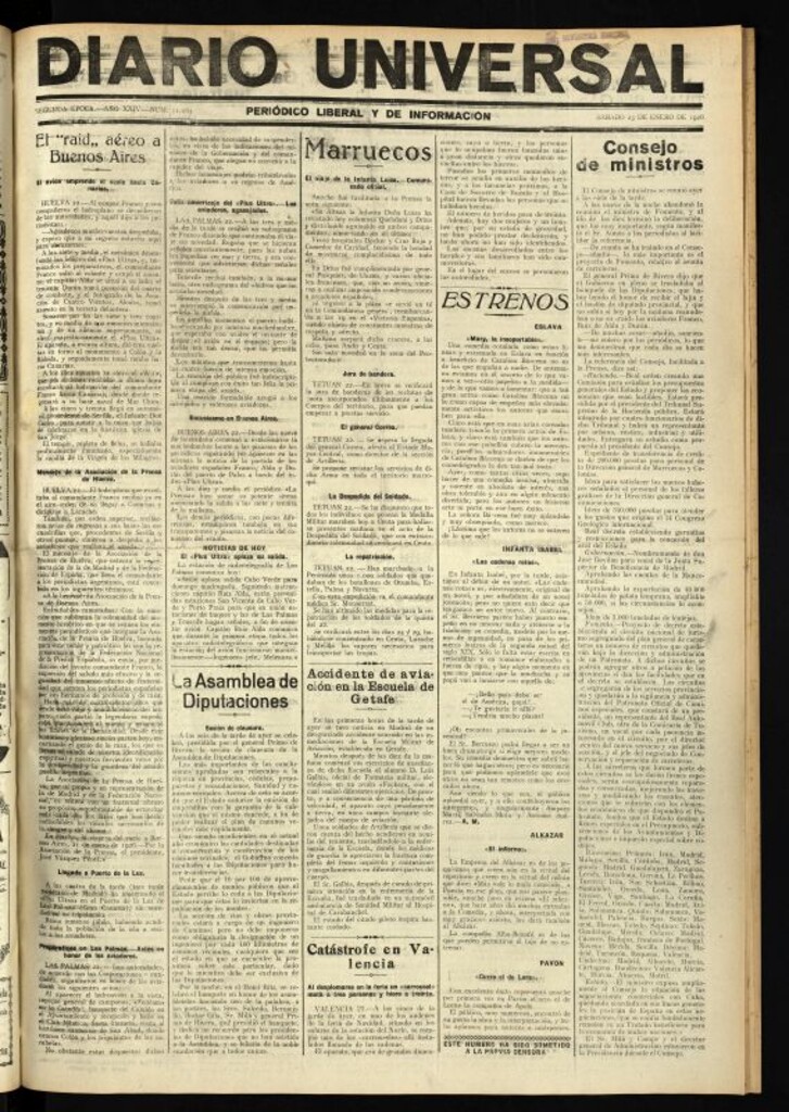 Miniatura de Diario Universal del 23 de enero de 1926