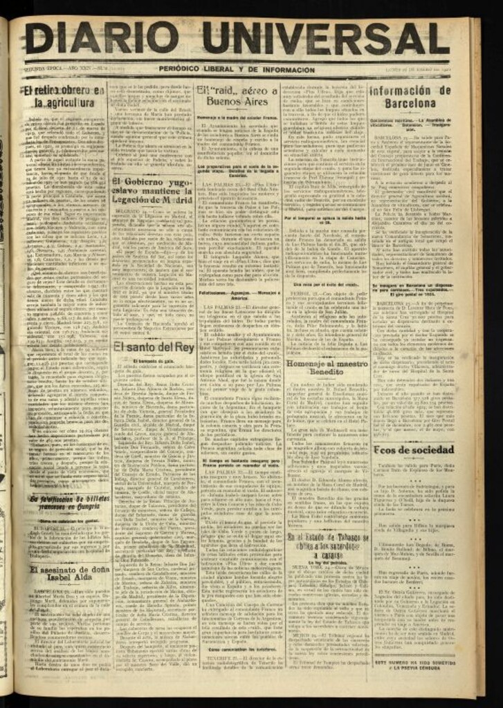 Miniatura de Diario Universal del 25 de enero de 1926