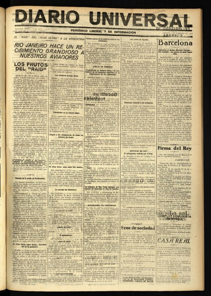 Miniatura de Diario Universal del 5 de febrero de 1926