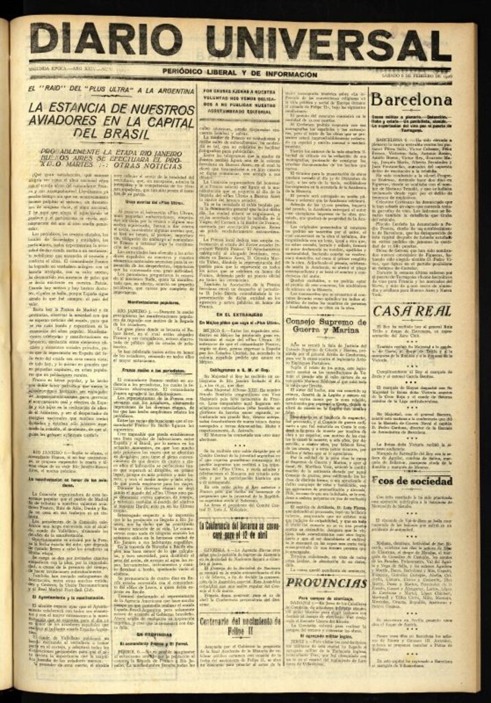Miniatura de Diario Universal del 6 de febrero de 1926