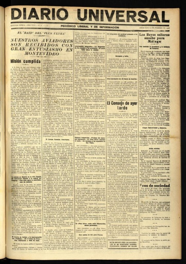 Miniatura de Diario Universal del 10 de febrero de 1926