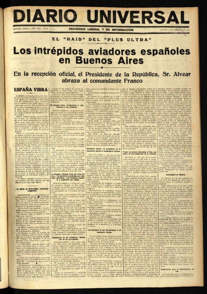 Miniatura de Diario Universal del 11 de febrero de 1926