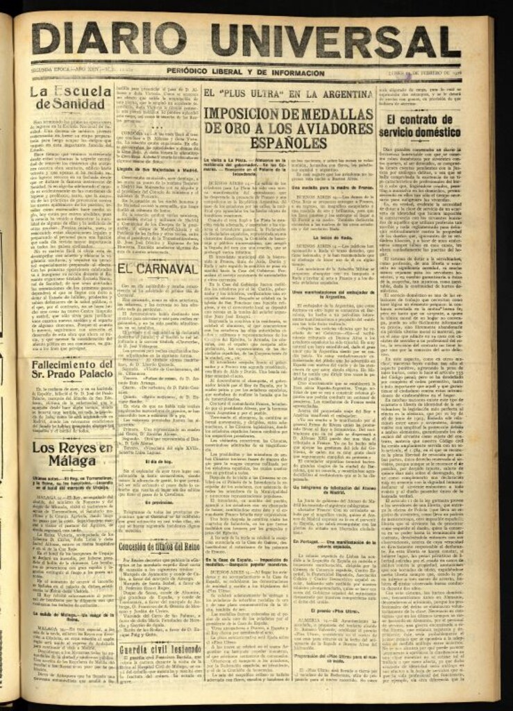 Miniatura de Diario Universal del 15 de febrero de 1926