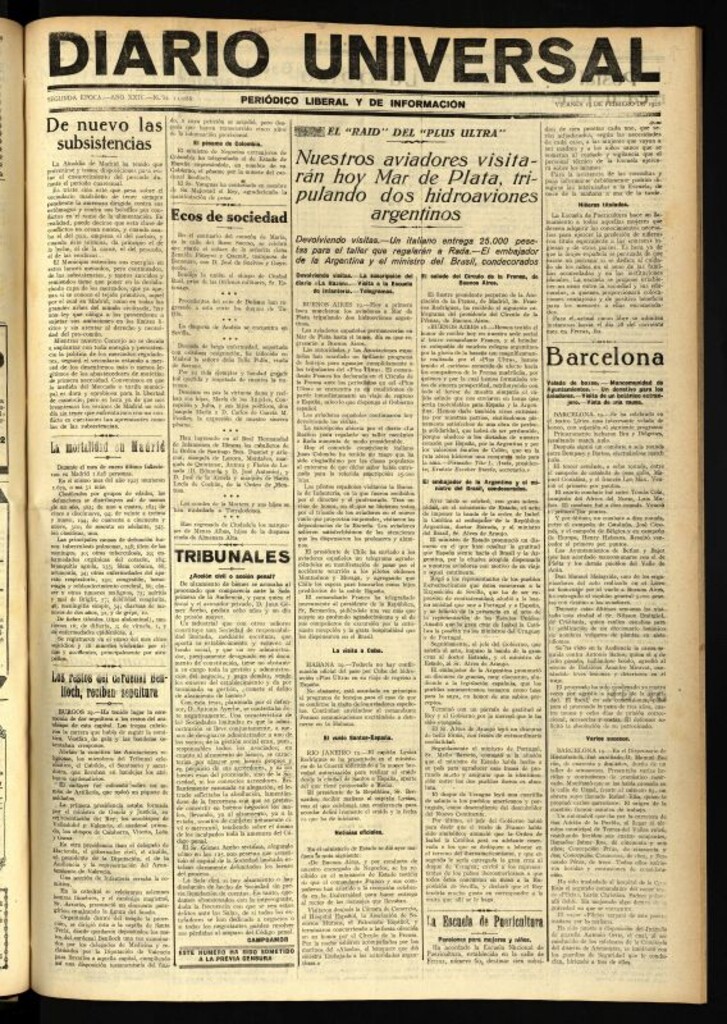 Miniatura de Diario Universal del 19 de febrero de 1926