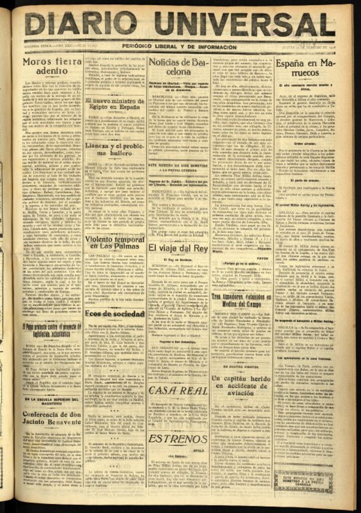 Miniatura de Diario Universal del 25 de febrero de 1926
