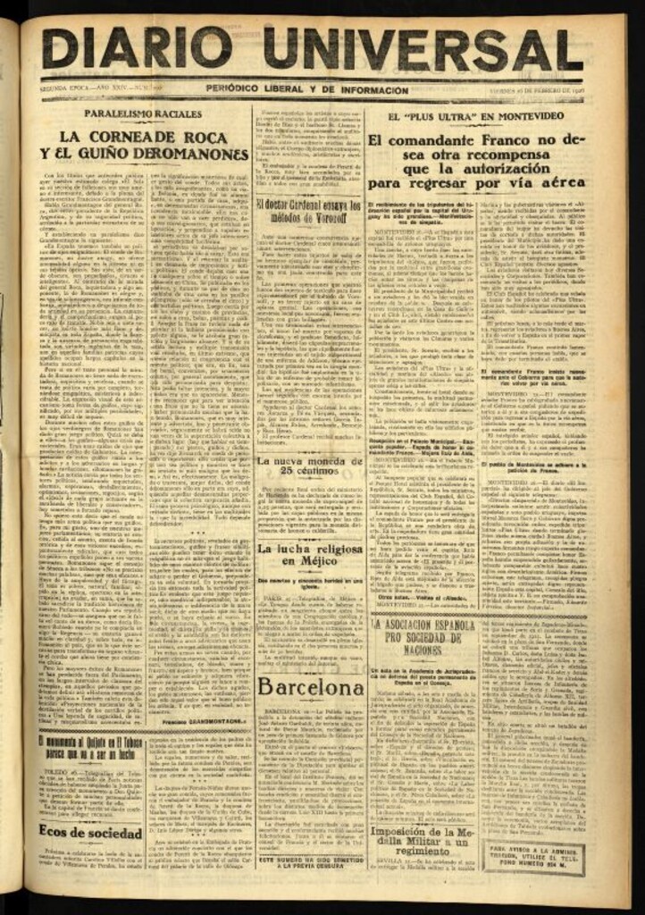 Miniatura de Diario Universal del 26 de febrero de 1926