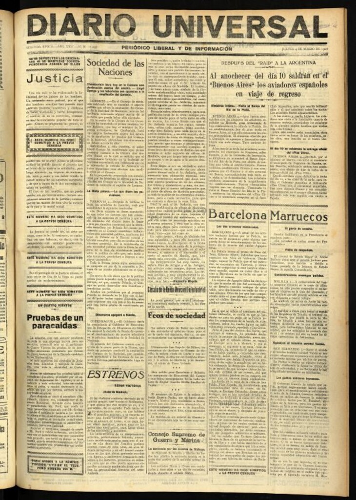 Miniatura de Diario Universal del 4 de marzo de 1926