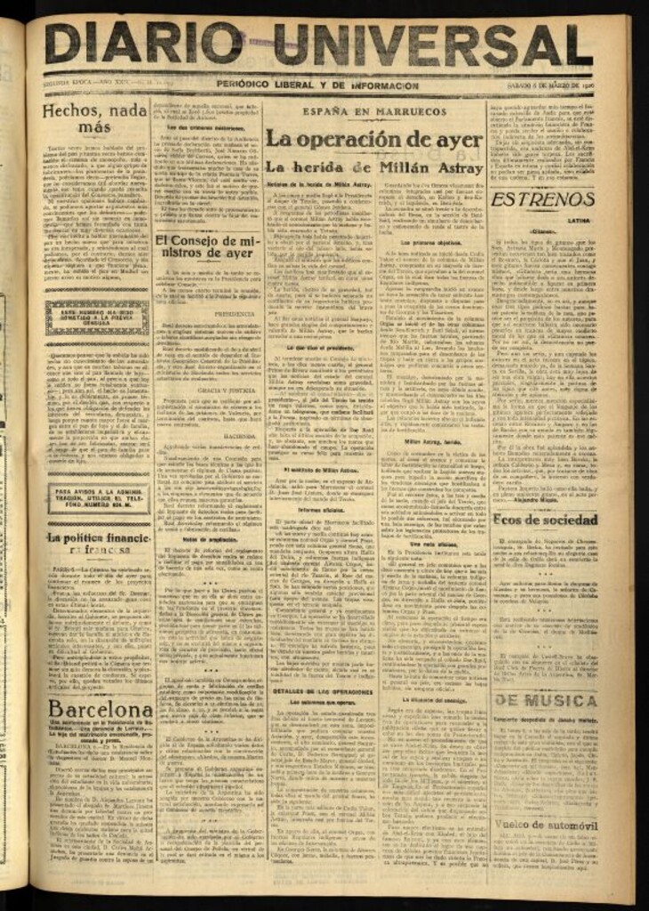 Miniatura de Diario Universal del 6 de marzo de 1926