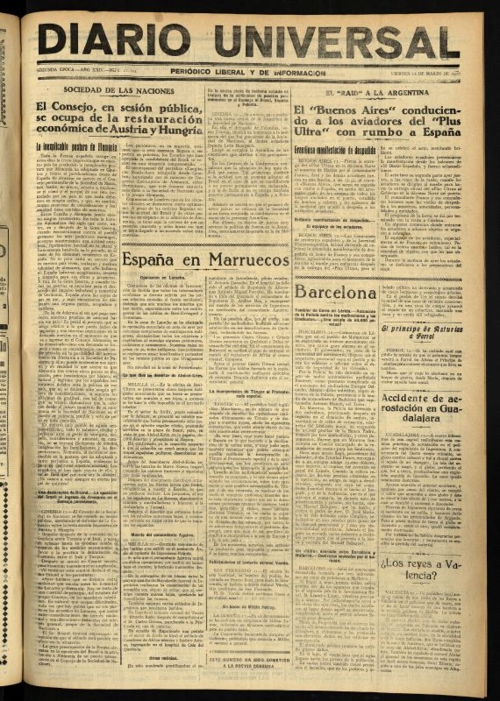 Miniatura de Diario Universal del 12 de marzo de 1926