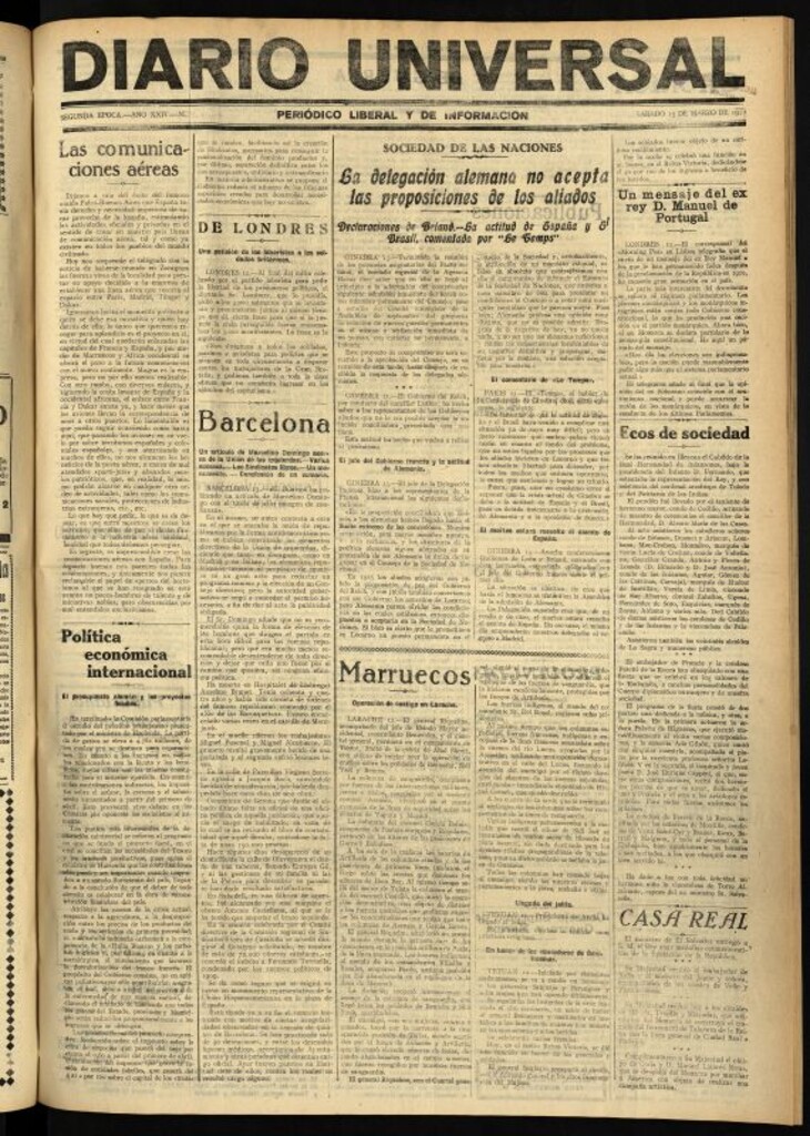 Miniatura de Diario Universal del 13 de marzo de 1926