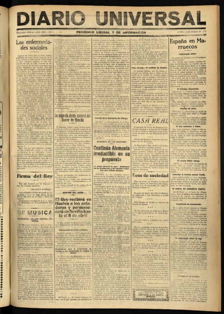 Miniatura de Diario Universal del 15 de marzo de 1926