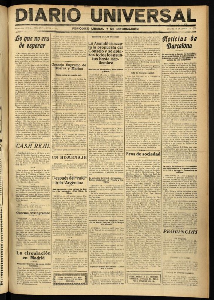 Miniatura de Diario Universal del 18 de marzo de 1926