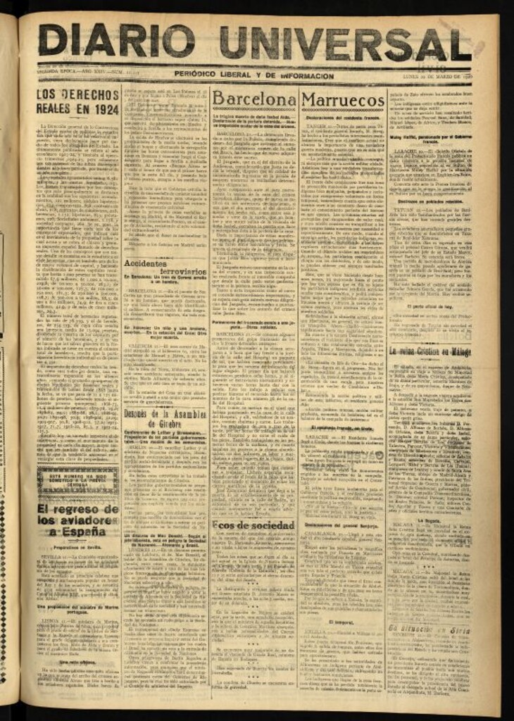 Miniatura de Diario Universal del 22 de marzo de 1926