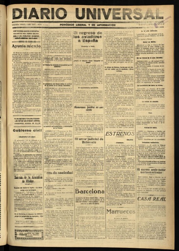 Miniatura de Diario Universal del 23 de marzo de 1926
