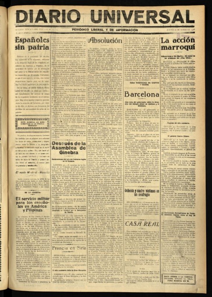 Miniatura de Diario Universal del 25 de marzo de 1926