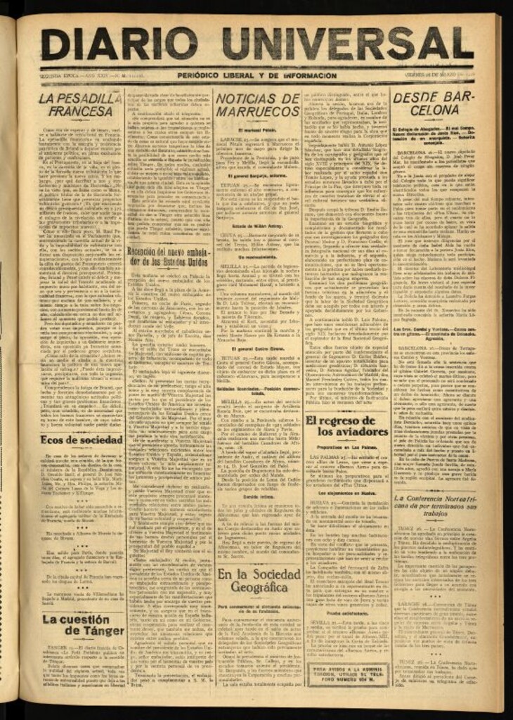 Miniatura de Diario Universal del 26 de marzo de 1926