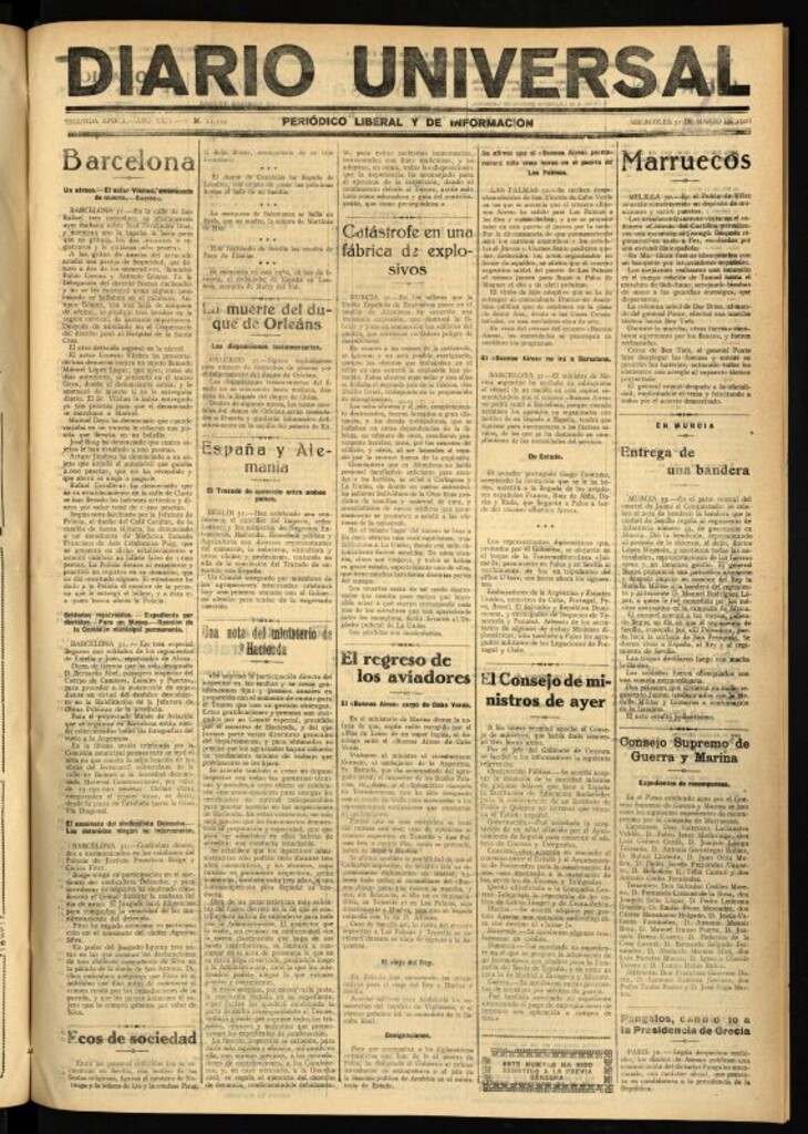 Miniatura de Diario Universal del 31 de marzo de 1926
