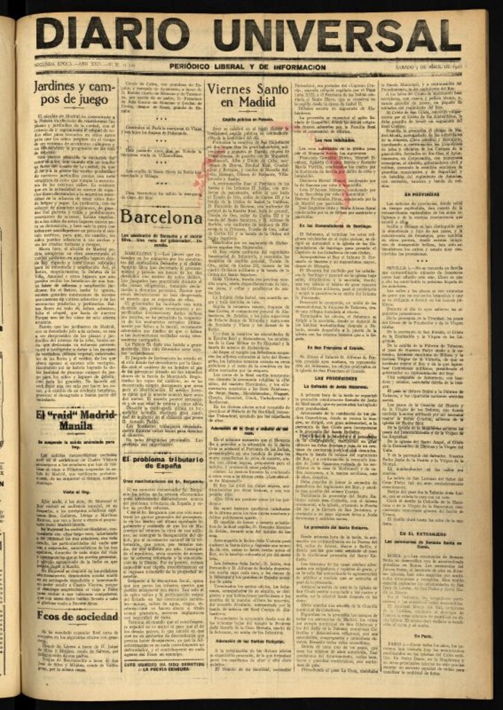 Miniatura de Diario Universal del 3 de abril de 1926
