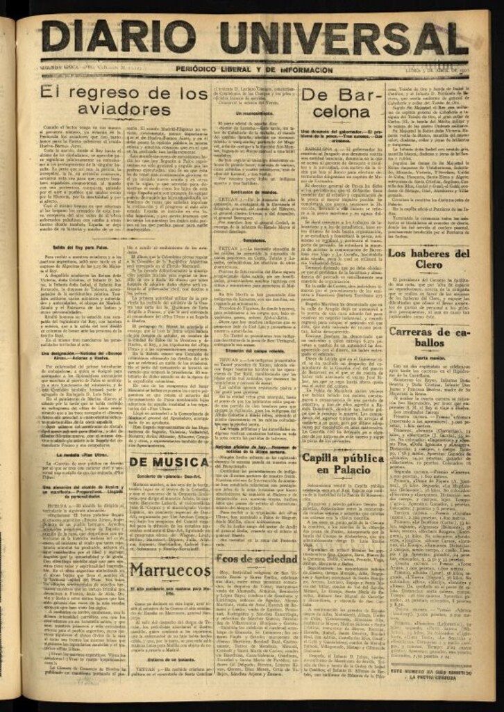 Miniatura de Diario Universal del 5 de abril de 1926
