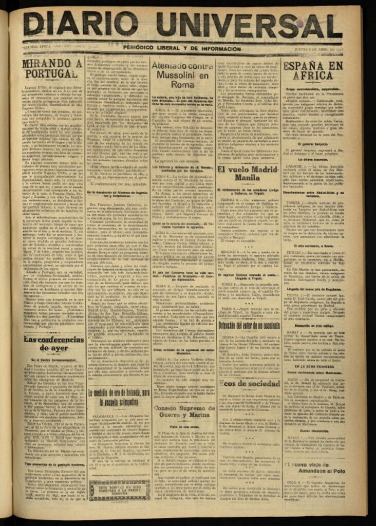 Miniatura de Diario Universal del 8 de abril de 1926