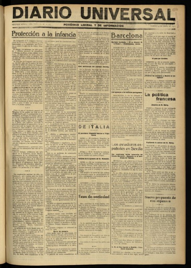 Miniatura de Diario Universal del 9 de abril de 1926