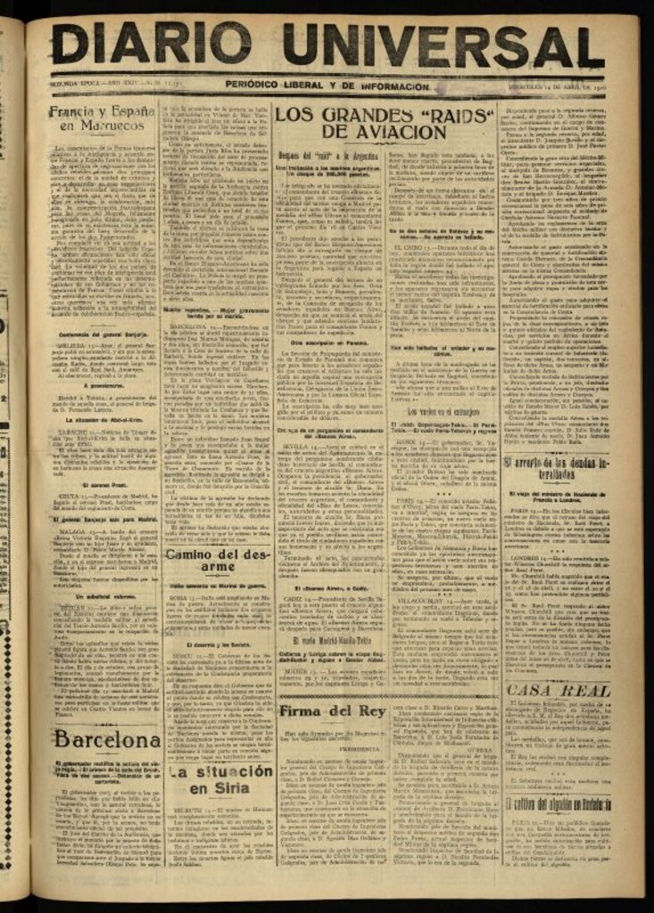 Miniatura de Diario Universal del 14 de abril de 1926