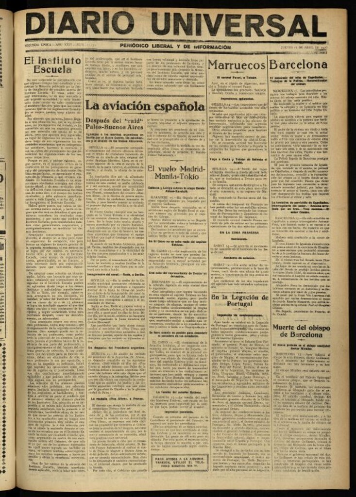 Miniatura de Diario Universal del 15 de abril de 1926