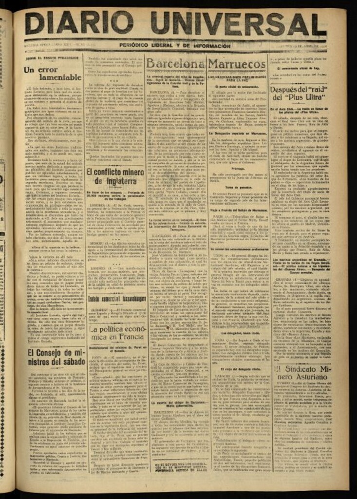 Miniatura de Diario Universal del 19 de abril de 1926