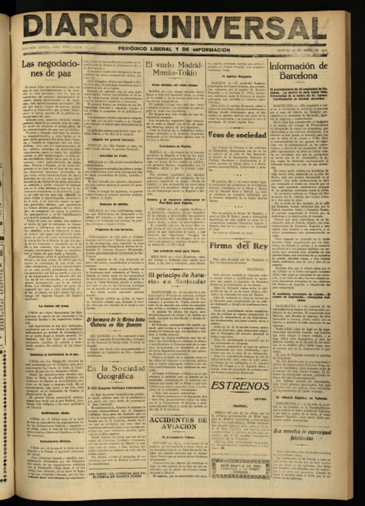 Miniatura de Diario Universal del 27 de abril de 1926