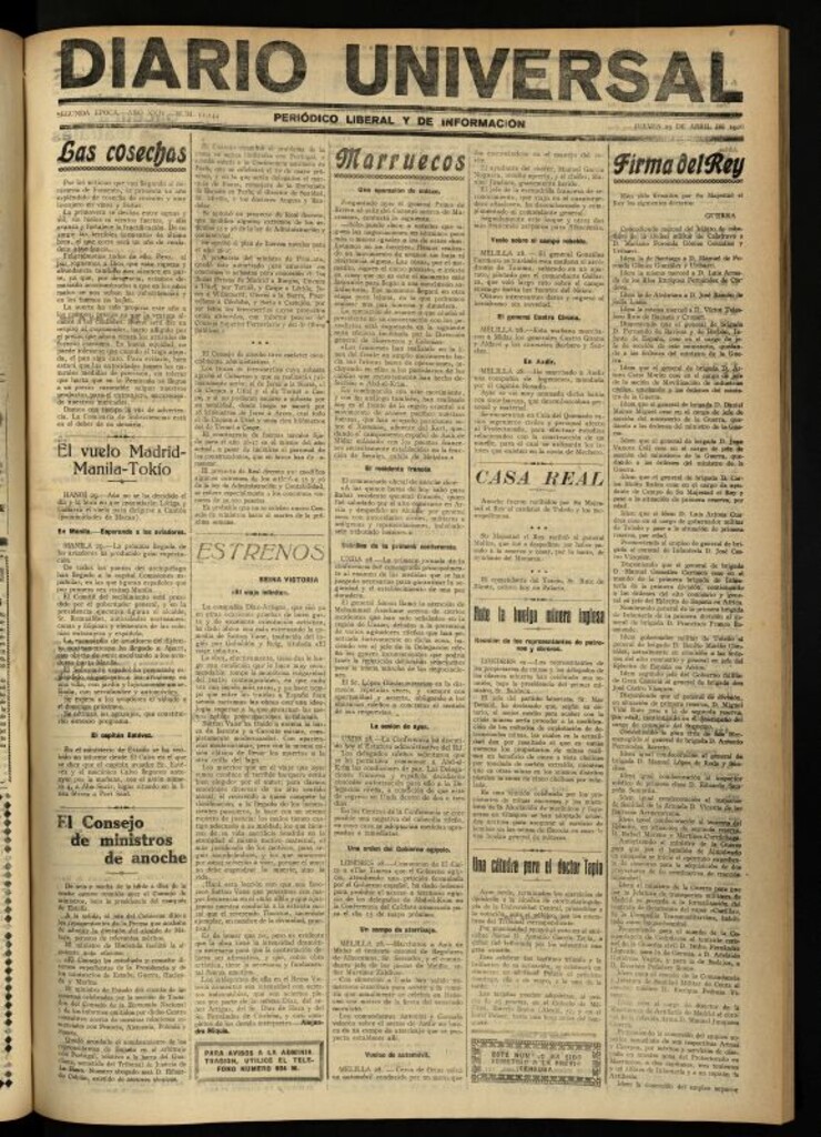 Miniatura de Diario Universal del 29 de abril de 1926