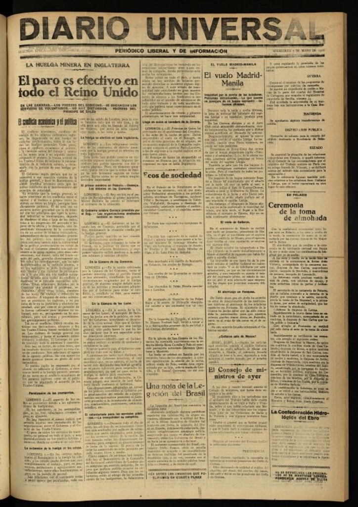 Miniatura de Diario Universal del 5 de mayo de 1926
