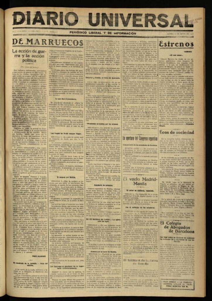 Miniatura de Diario Universal del 10 de mayo de 1926