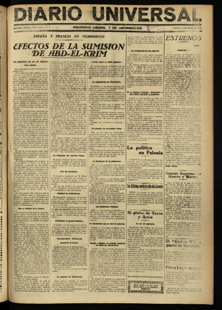 Miniatura de Diario Universal del 28 de mayo de 1926